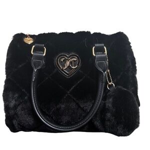 Juicy Couture Black Lets Get Cozy Shoulder Bag
